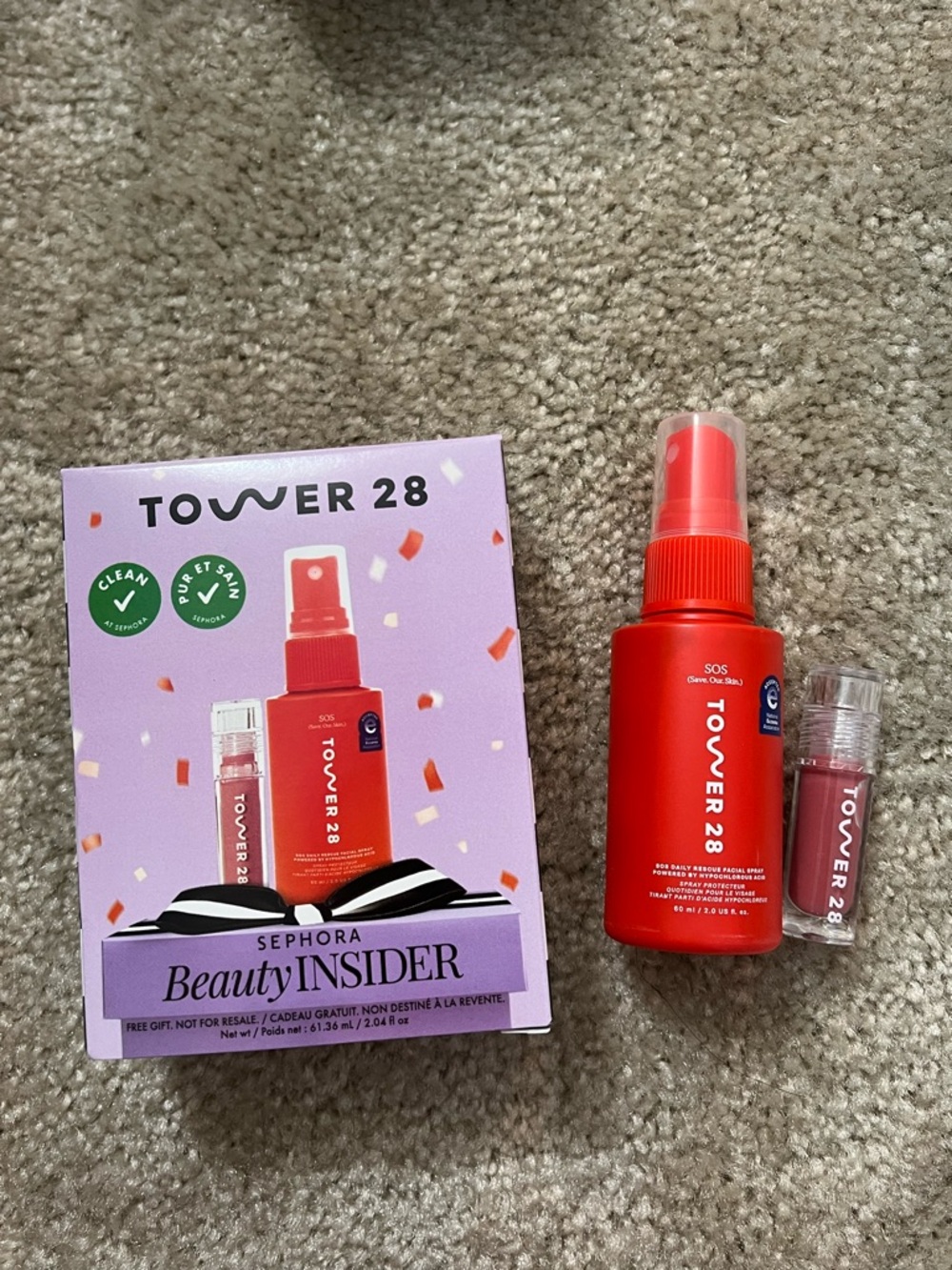 Tower 28 SOS Daily Rescue Facial Spray + Lip gloss Gift Set